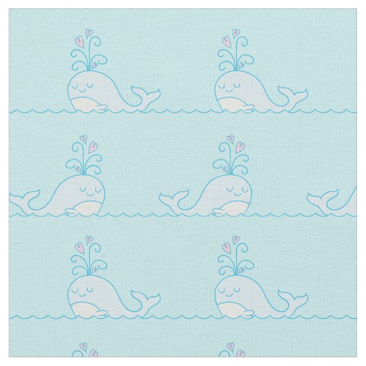 Whale Print Fabric Light Blue Stoff (Nahaufnahme)