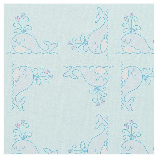 Whale Print Fabric Light Blue Stoff (Nahaufnahme)