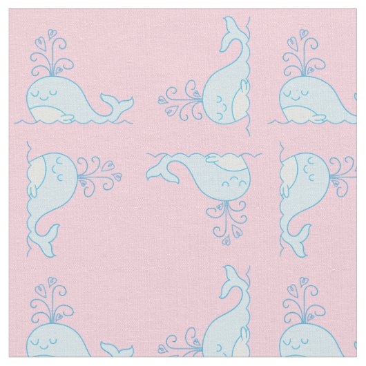 Whale Print Fabric Pink Stoff (Nahaufnahme)