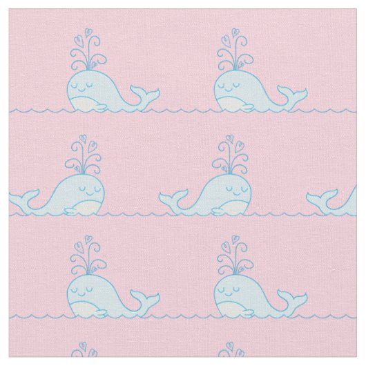 Whale Print Fabric Pink Stoff (Nahaufnahme)