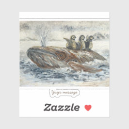 Whale Riders Whimsical Whale and Penguin Ocean Aufkleber