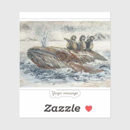 Whale Riders Whimsical Whale and Penguin Ocean Aufkleber (Blatt)