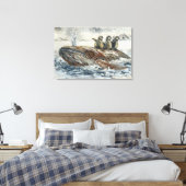 Whale Riders Whimsical Whale and Penguin Ocean Leinwanddruck (Insitu (Schlafzimmer))