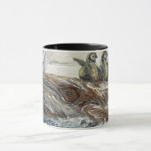 Whale Riders Whimsical Whale and Penguin Ocean Tasse (Zentrum)
