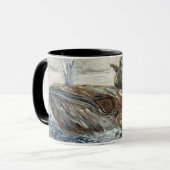 Whale Riders Whimsical Whale and Penguin Ocean Tasse (Vorderseite Links)