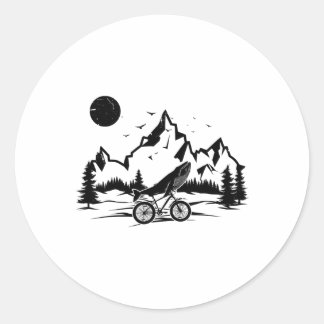 Whale Riding Bicycle Vintage Funny Mountain Biking Runder Aufkleber