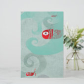 Whale rote Eleganz Meereswellen mit Prägung Briefpapier (Stehend Vorderseite)