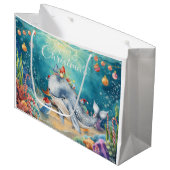 Whale Santa Hat Under the Sea Christmas Party Große Geschenktüte (Vorderseite Schrägansicht)