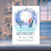 Whale Santa Sea Nautical Christmas Party Einladung