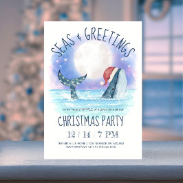 Whale Santa Sea Nautical Christmas Party Einladung