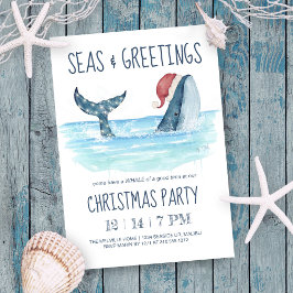 Whale Santa Sea Nautical Christmas Party Einladung