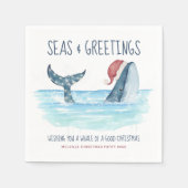 Whale Santa Sea Wasserfarbe Weihnachten Serviette (Vorderseite)