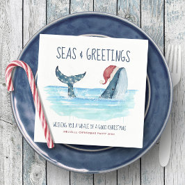 Whale Santa Sea Wasserfarbe Weihnachten Serviette