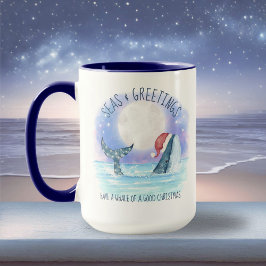 Whale Santa Sea Wasserfarbe Weihnachten Tasse