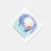 Whale Santa Seas Nautical Christmas Serviette (Ecke)