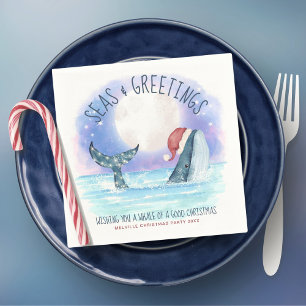 Whale Santa Seas Nautical Christmas Serviette