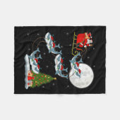 Whale Santa Sleigh Flying Funny Magical Christmas Fleecedecke (Vorderseite (Horizontal))