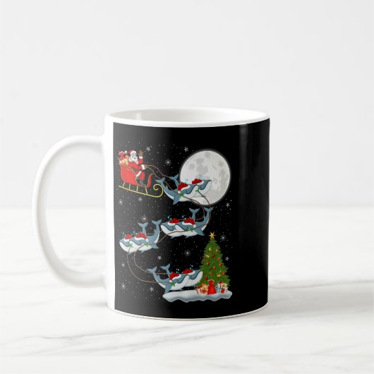 Whale Santa Sleigh Flying Funny Magical Christmas Kaffeetasse (Links)