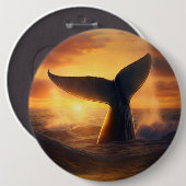 Whale Schwanz bei Sonnenuntergang Button (Vorne & Hinten)