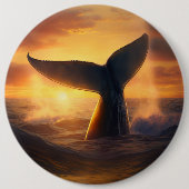 Whale Schwanz bei Sonnenuntergang Button (Vorderseite)