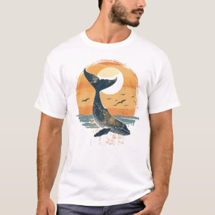 Whale Schwanz bei Sunset - Vintager Ozean Grafik T-Shirt