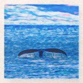 Whale Schwanz Blauer Ozean Glasuntersetzer (Vorderseite)