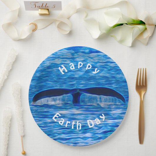 Whale Schwanz Blue Ocean Happy Earth Day Pappteller (Hochzeit)