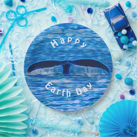Whale Schwanz Blue Ocean Happy Earth Day Pappteller (Party)