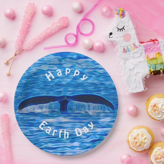 Whale Schwanz Blue Ocean Happy Earth Day Pappteller (Party)