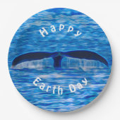 Whale Schwanz Blue Ocean Happy Earth Day Pappteller (Vorderseite)