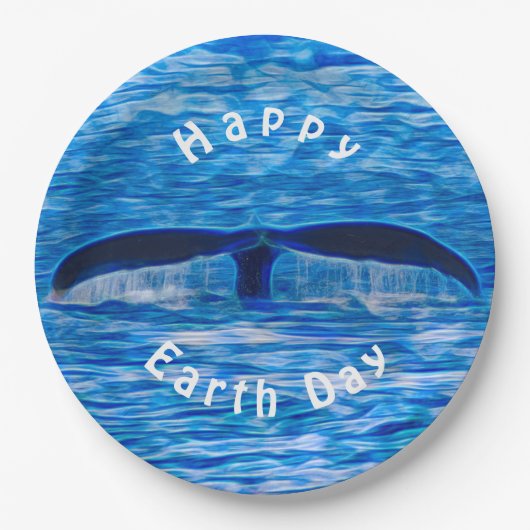 Whale Schwanz Blue Ocean Happy Earth Day Pappteller (Vorderseite)