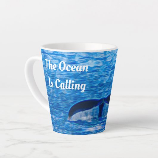 Whale Schwanz Blue Ocean ruft an Milchtasse (Linke Ecke)