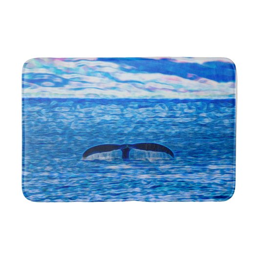 Whale Schwanz Deep Blue Ocean Badematte (Vorderseite)