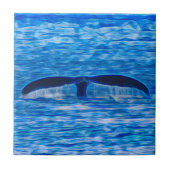 Whale Schwanz Deep Blue Ocean Life Fliese (Vorderseite)