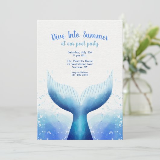 Whale-Schwanz Einladung (Stehend Vorderseite)