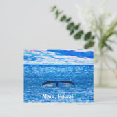Whale Schwanz Fraktal Blau und Rosa Postkarte (Stehend Vorderseite)