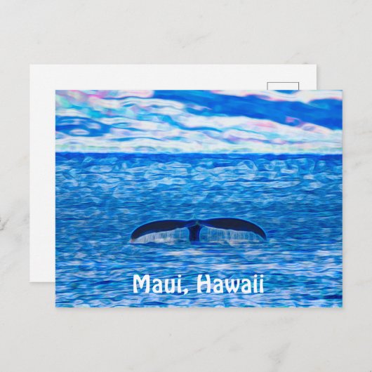Whale Schwanz Fraktal Blau und Rosa Postkarte (Vorne/Hinten)