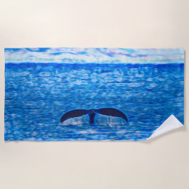 Whale Schwanz Fraktal Blau und Rosa Strandtuch