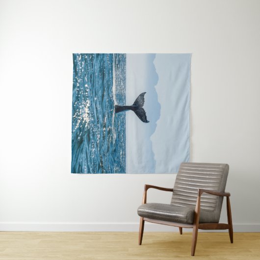 Whale Schwanz Seascape: Dramatisches Wasser. Wandteppich (Beispiel (Horizontal))