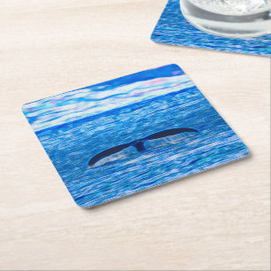 Whale Schwanz Tropical Blue Ocean Earth Day Rechteckiger Pappuntersetzer
