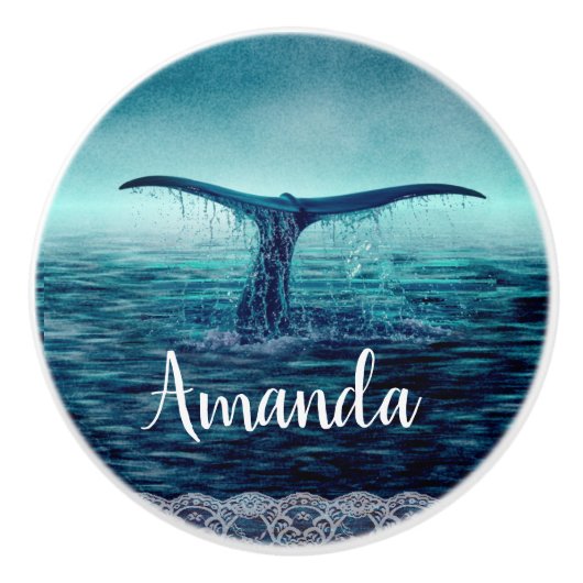 Whale-Schwanz über den Ozean Keramikknauf (Vorderseite)