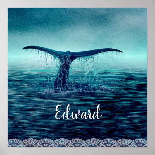 Whale-Schwanz über den Ozean Poster (Vorne)