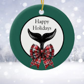 Whale Schwanz und Kariert Bow Schwarz-weiße Weihna Keramik Ornament