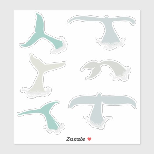 Whale Schwanzes Blue Gray Ocean Wildlife Pack Aufkleber (Blatt)