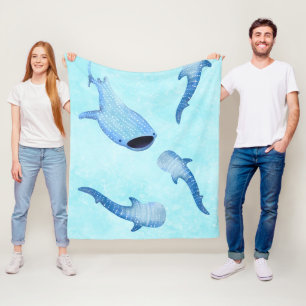 Whale Shark Fleece Blanket - Cosy Ocean Watercolor