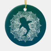 Whale Shark Mandala Circle Türkis Keramik Ornament (Vorne)