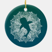 Whale Shark Mandala Circle Türkis Keramik Ornament (Hinten)