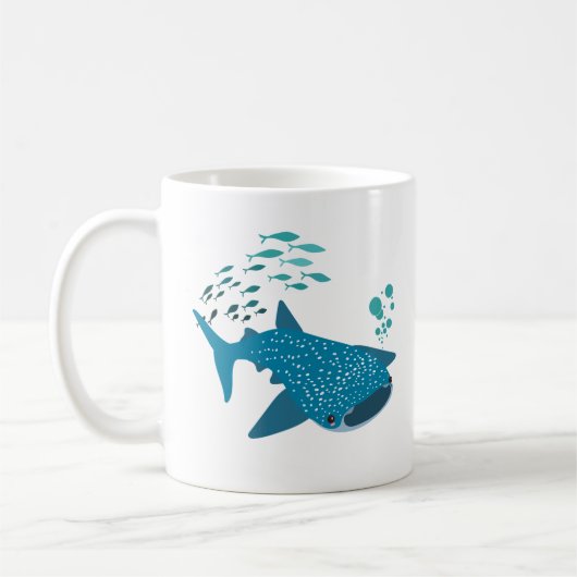 Whale Shark School of fish and buddles Coffee Tass Kaffeetasse (Links)