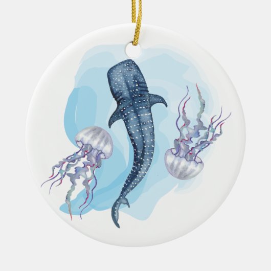 Whale Shark. Watercolor Keramik Ornament (Vorne)