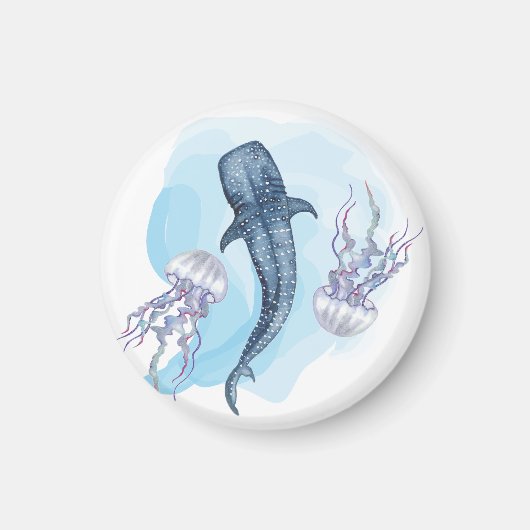 Whale Shark. Watercolor Magnet (Vorne)